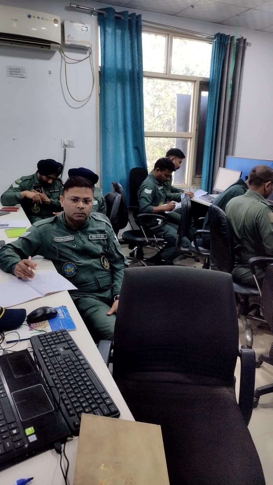 Indian Air Force officers practicing CAD in SKYSYS computer lab